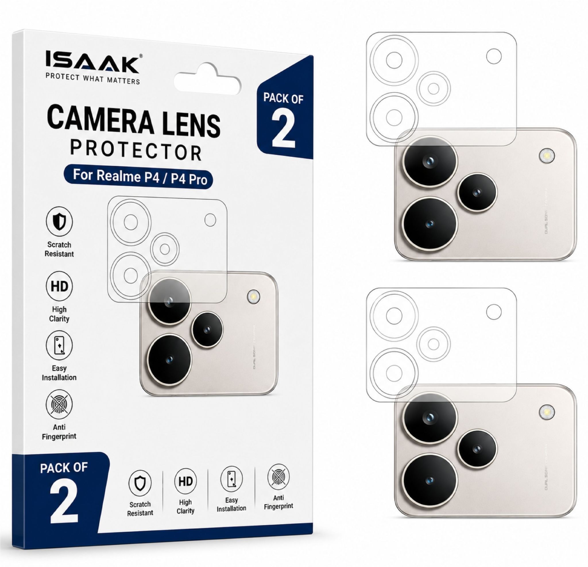ISAAK Back Camera Lens Protector compatible for Realme P4 5G|Realme P4 Pro 5G (Pack of 2)
