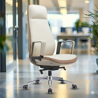 Rose Prestina Luxurious High Back Chair (Classic Cream and Brown)