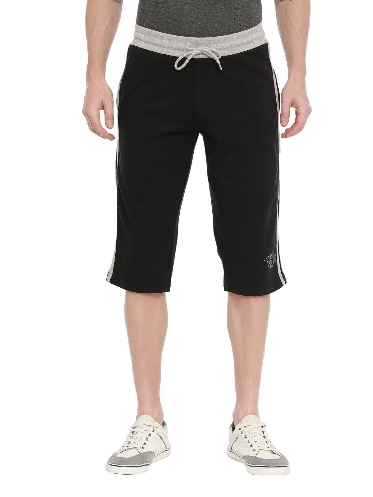 Classic Polo Men's Capri Shorts Black with Grey Rib