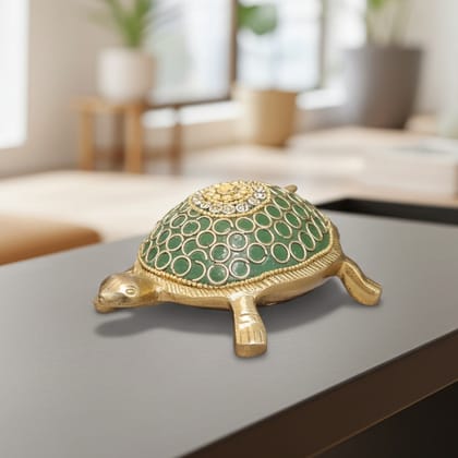 Brass Showpiece Green Tortoise, Turtle statue (ANMAS244 D)