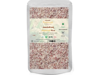 Rajamudi Organics Semi Polished Rice - 1 Kilogram