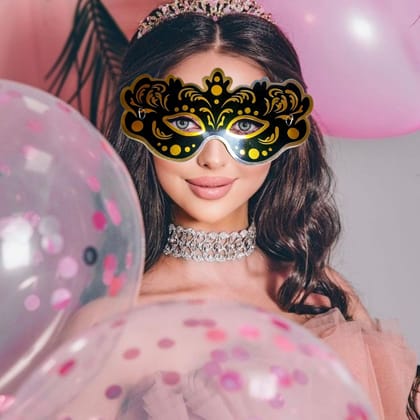 Mehendi Sangeet Stage Perofrmance Black Mask For Dancers - 4Pc