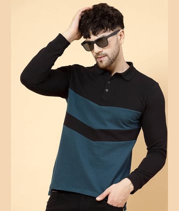 Rigo Pack of 1 Cotton Slim Fit Colorblock Full Sleeves Men's Polo T Shirt ( Wine )