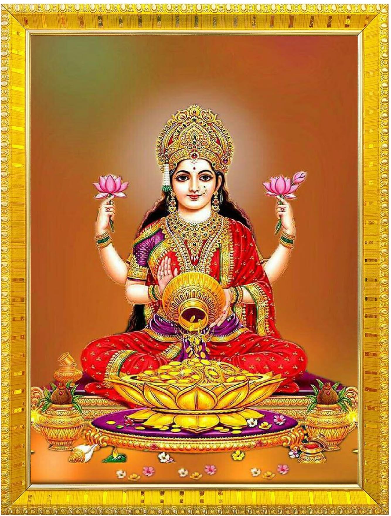 NOKKES Laxmi Devi Maa Mata Photo Frames Religious Photo frame 5X7 Inch Photo Frame_W12