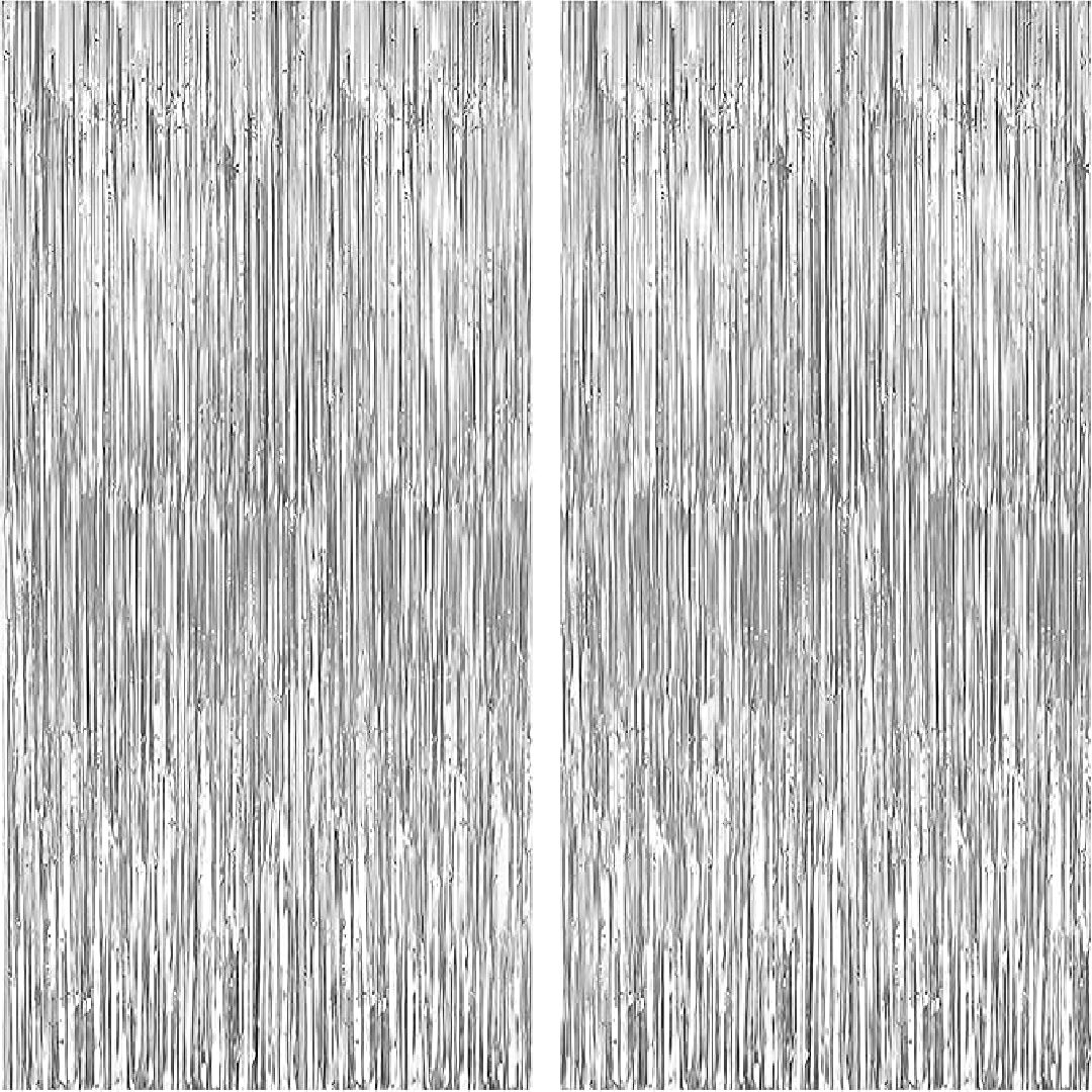 Silver Curved Effect Foil Curtain for Ceiling Decoration - 15FT X 1 FT - 1PC