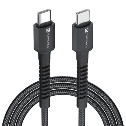 Portronics Konnect X 60W Type C To Type C Fast Charging Cable (1 Meter) - Black