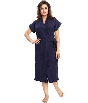 Poorak Blue Free Size Bathrobe ( Pack of 1 )