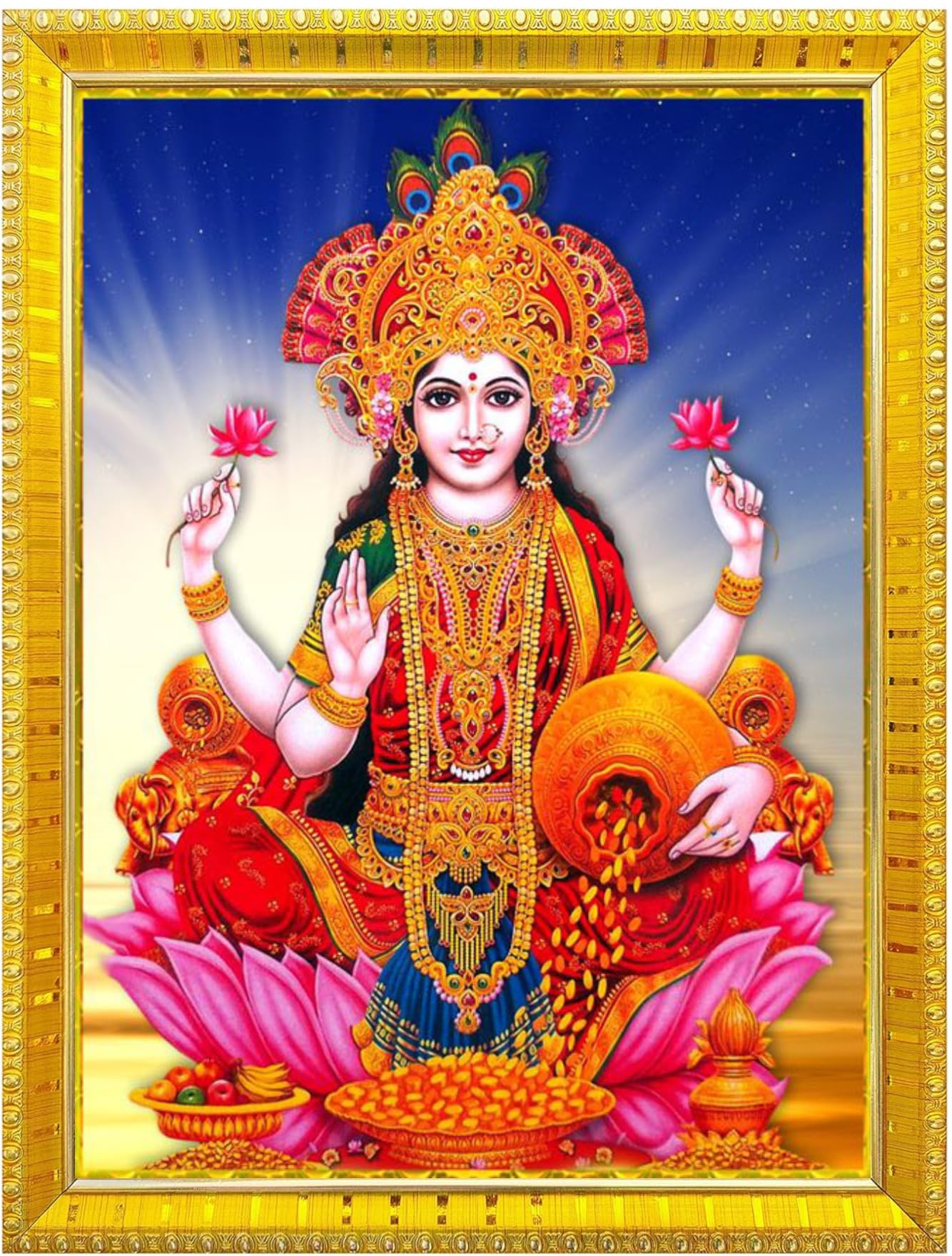 NOKKES Laxmi Devi Maa Mata Photo Frames Religious Photo frame 5X7 Inch Photo Frame_W23