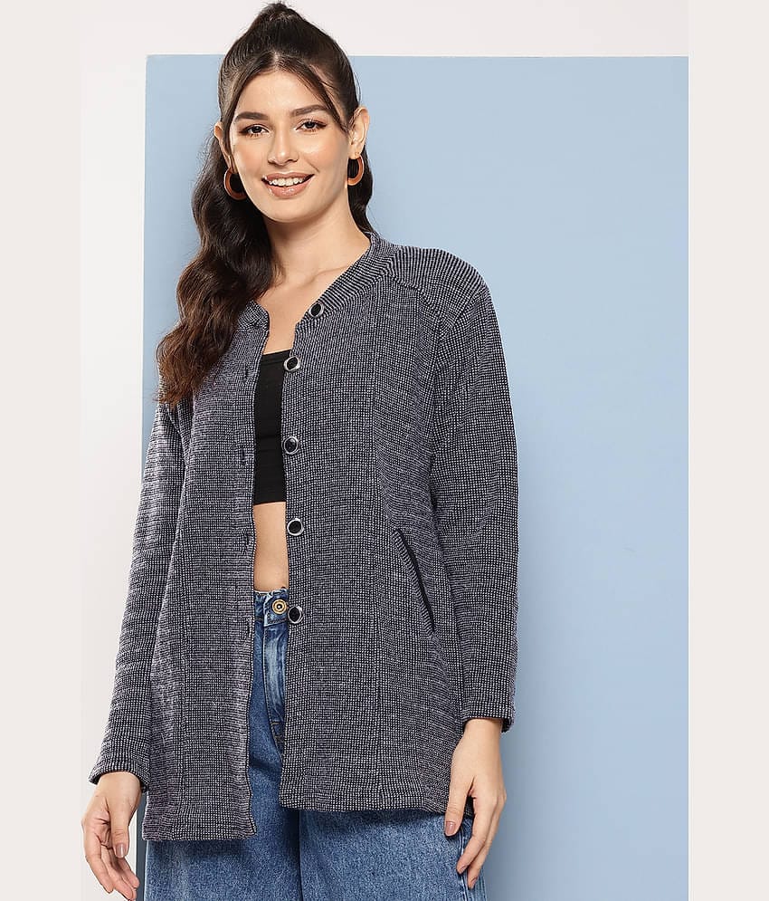 Aarika Women Woollen Round Neck Cardigan ( Black )