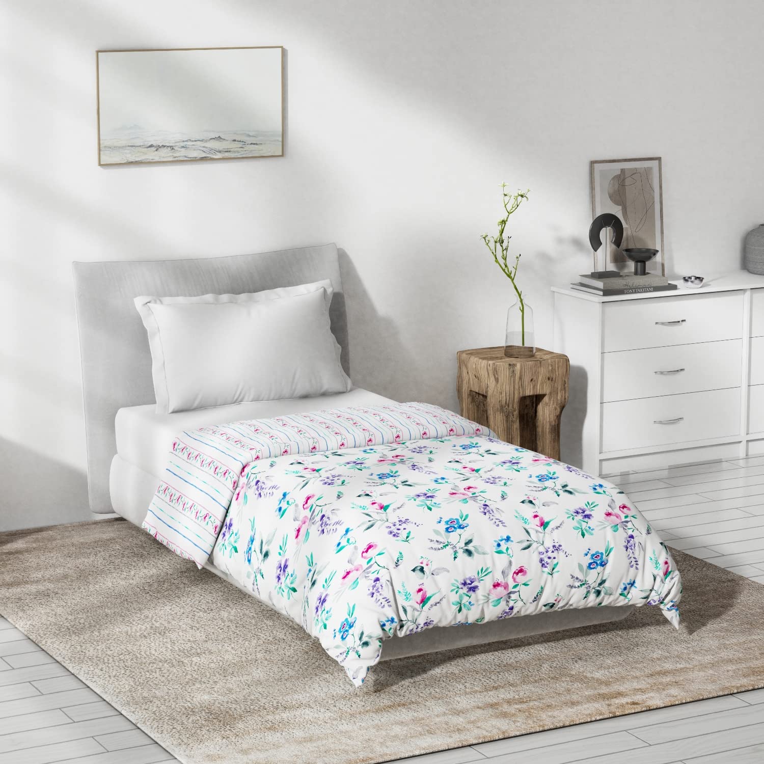 DDECOR - Prime Collection 100% Cotton Floral Pattern VOL Single Dohar|137 CM X 229 CM| - Pink