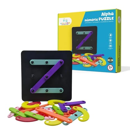 Braintastic Alphanumerical Puzzle Builder Board for Kids | DIY Alphabet Number Shape Learning Educational Toy | Motor Skill Development ABS Plastic Puzzle Board Gift for Children
