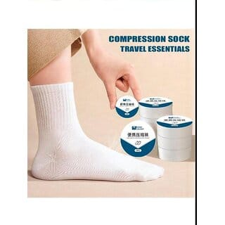 Trending Portable Disposable Travel Compression Socks  Easy-to-Carry Daily Use for Men & Women, White