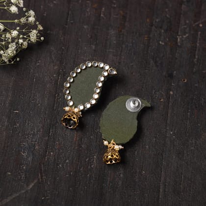 Green - Chhavi Stone Work Fabart Earrings