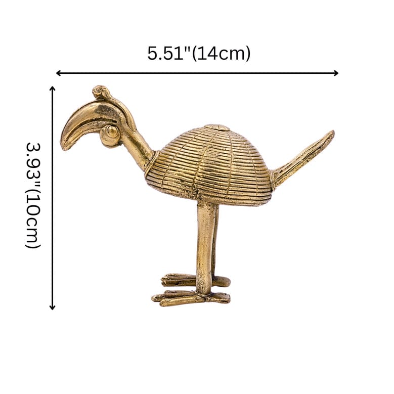 Handcrafted Dhokra Art Bird Figurine Brass Tribal Home Dcor Accent