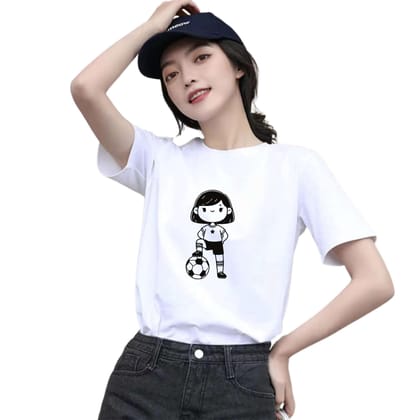 Smile Graphic T-Shirt, White Cotton Top, Casual Short Sleeve for Girls (Color-White, Size-10 - 11 Years)