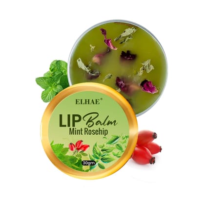 ELHAE Hydrating Lip Balm | Made with Desi Ghee & Organic Oils | Rich Texture & Glossy Finish in Mint Flavor � 30g
