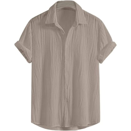 Men's Textured Wave Pattern Casual Short-Sleeve Shirt