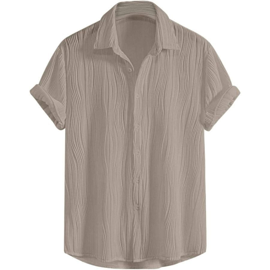 Men's Textured Wave Pattern Casual Short-Sleeve Shirt