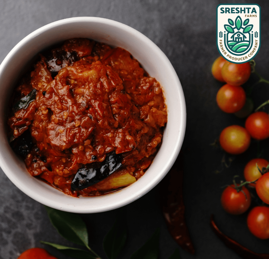 Sreshta Farms Andhra Tomato Pickle Tangy & Home-Style Taste