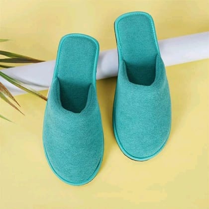 Women's House Soft Slippers Closed Toe comfortable Sole Bedroom Indoor Carpet Home Slipper Women Slippers (Green , 8)