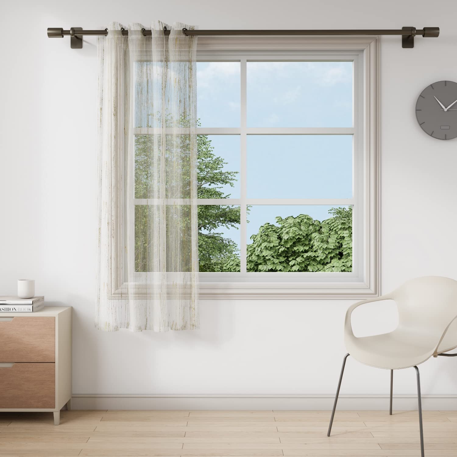 DDECOR - 100% PolyesterJacquard And Woven PatternWindow 5 Ft|135 CM X 160 CM| - Beige