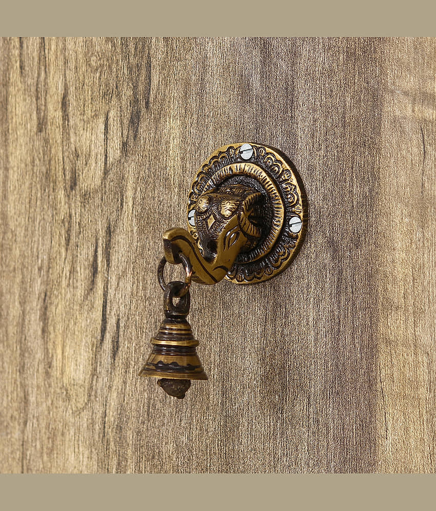eCraftIndia Bronze Toned Lord Ganesha Antique Brass Wall Hanging with Bell