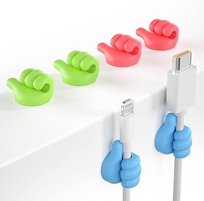 Thumb Shape Cable Holder Adhesive Charger Wire Organizer, Cute Thumb Cord Clip for Desk, Wall & Car - (pack 1 - 10pcs)