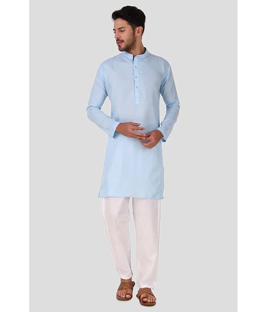 Preen White Cotton Blend Regular Fit Men's Kurta Pyjama Set ( Pack of 1 )