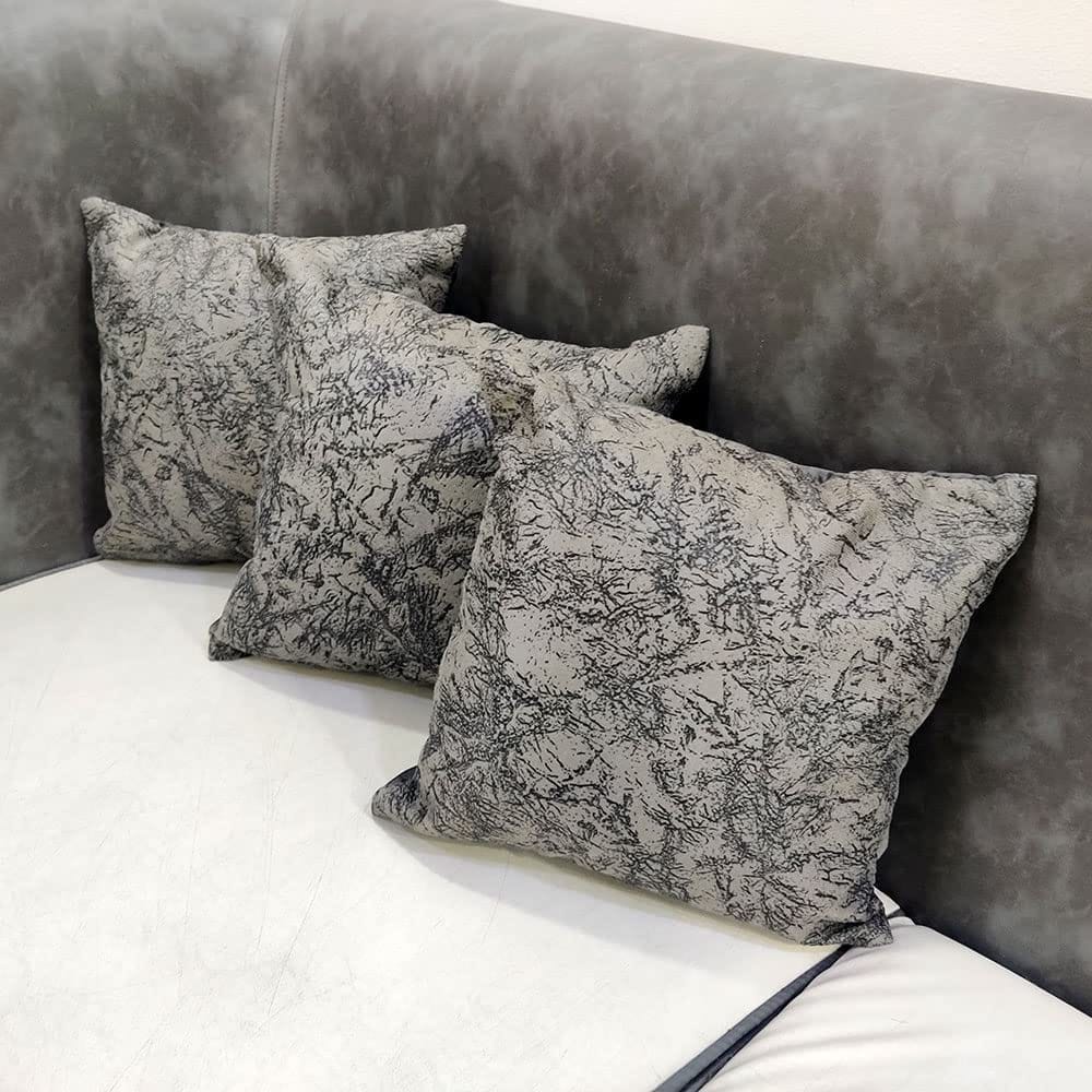 GOODVIBES Grey White Damask Self Design Woven Square 3 Cushion Covers Luxury Modern Pillow Cover for Sofa Living Room Bedroom |12X12 Inch Cushion Cover I