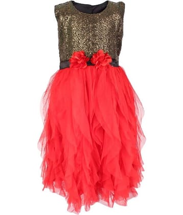 Arshia Fashions Net Shift Dress For Girls ( Pack of 1 , Red )