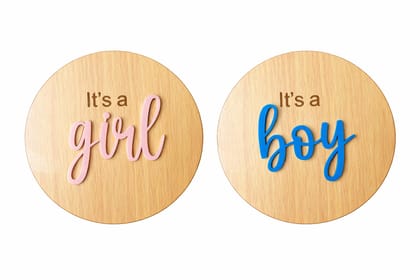 The Baby First Box It's a Girl/It's a Boy Double-Sided Newborn Photo Prop | Baby Milestone Birth Announcement Sign | Newborn Photography Prop | Baby Shower Gift