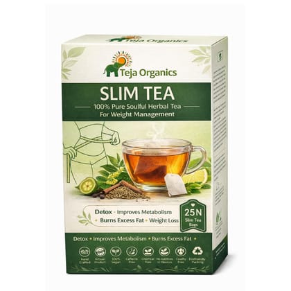 Slim Tea Bags 25 Nos |  Improves Metabolism |  Promotes Healthy Digestion | Burns Excess Fat | Sheds extra Kilos effortlessly | Weight Management | Detox | Caffeine Free