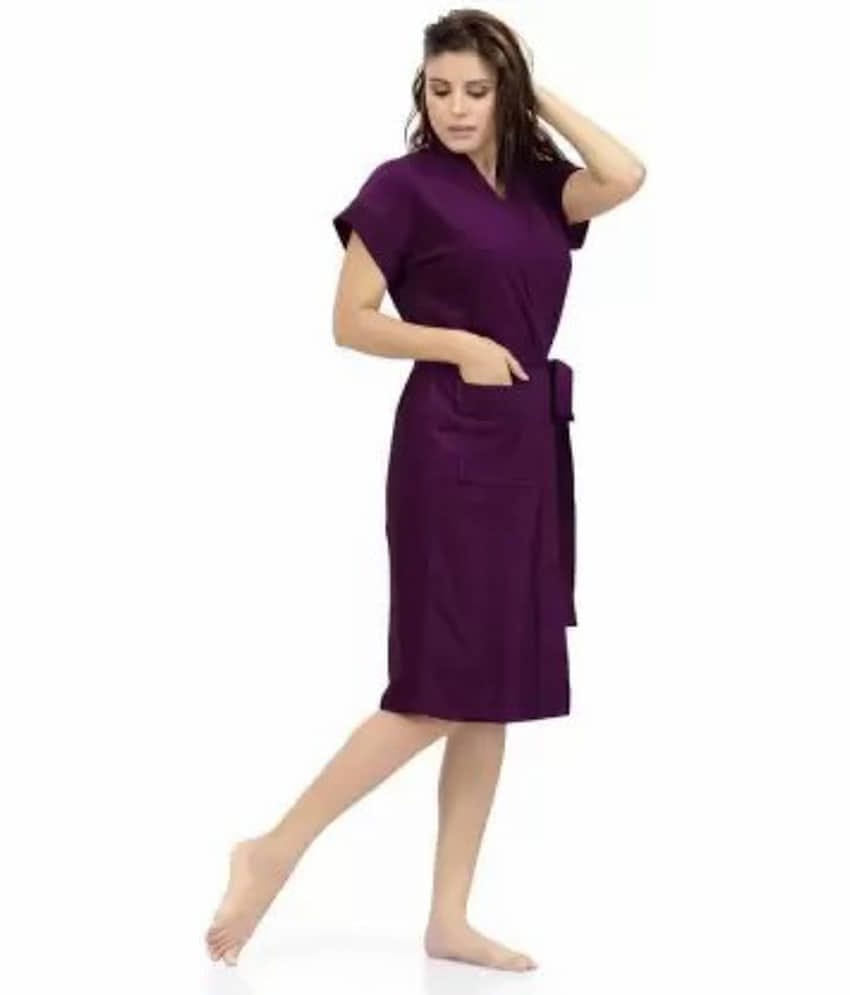 Poorak Purple Free Size Bathrobe ( Pack of 1 )