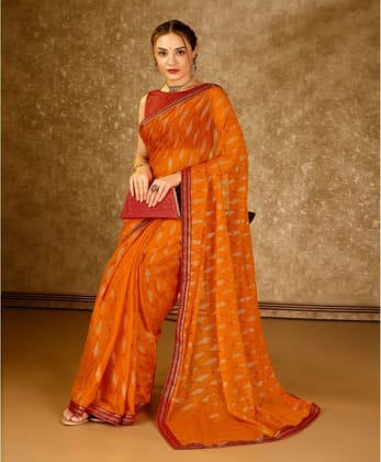Women's Zomto Laheriya Saree with Unstitched Blouse (Yellow, 5-6 Mtrs)