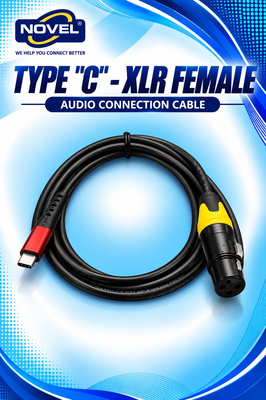 NOVEL TYPE "C" - XLR FEMALE METAL CABLE 1.5 METER