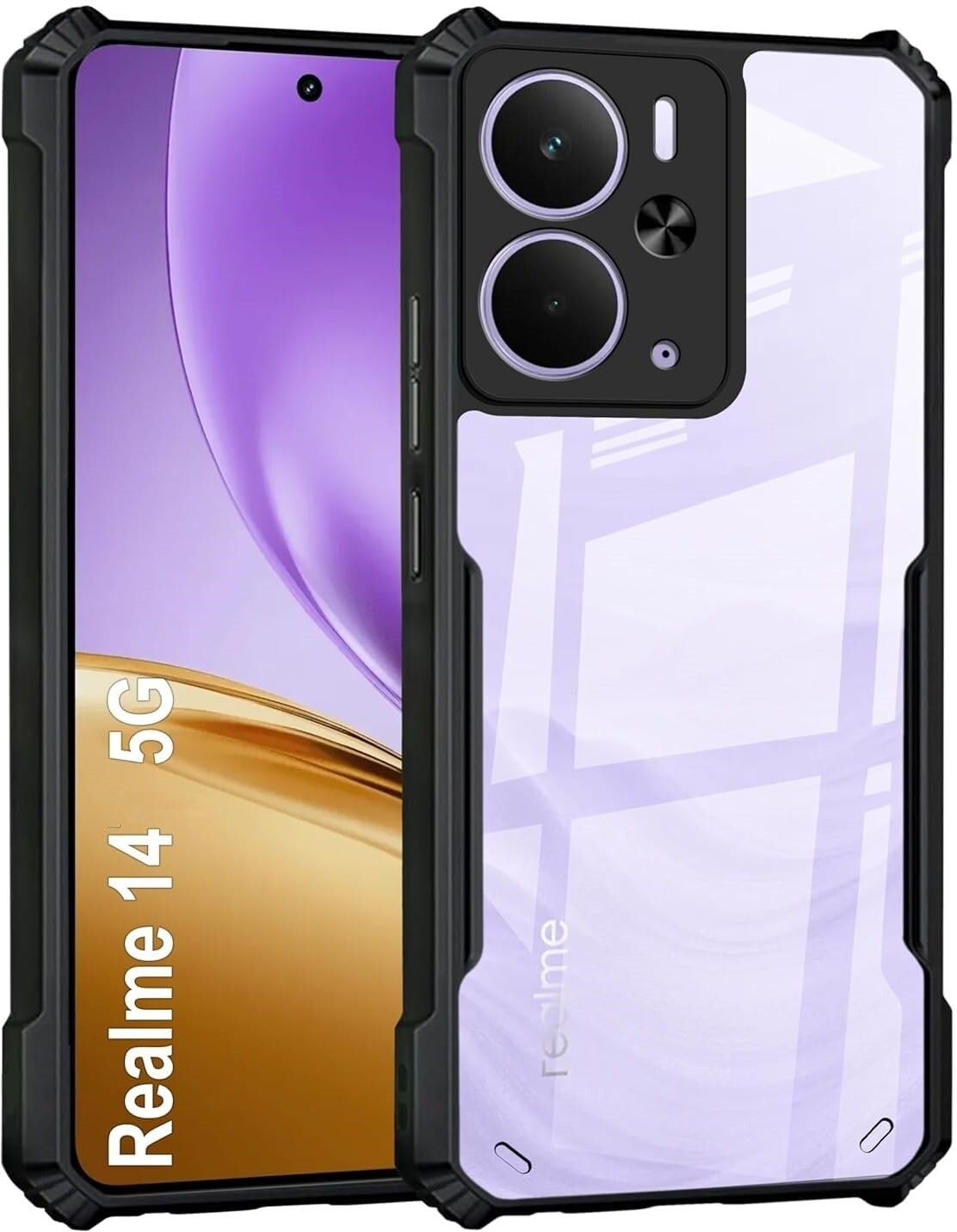 PLUGTECH Slim Shockproof Case | Matte Black Soft | Drop Protection | Precise Cutouts | Premium Mobile Cover for Realme 14