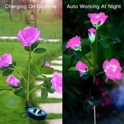 Garden Solar Outdoor Rose Lights Decorative , Waterproof Flower Light for Garden Patio Landscape Pathway Yard Holiday Decoration (2 Pcs Set) Garden Solar Outdoor Rose Lights Decorative , Waterproof Flower Light for Garden Patio Landscape Pathway Yard Holiday Decoration (2 Pcs Set)
