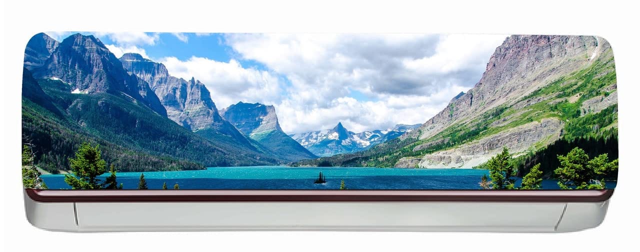 DreamKraft Beautiful Mountains with Ocean View AC Sticker (Multicolor PVC Vinyl, 30cm X 91cm)
