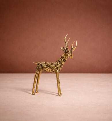 Handcrafted Brass Small Tribal Deer Showpiece Handcrafted Brass Small Tribal Deer Showpiece