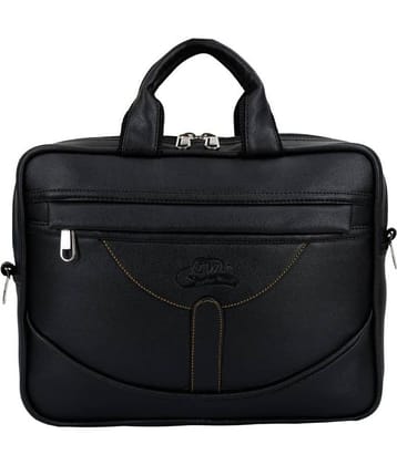 Leather World Black 16 Ltrs Office Laptop / Tablet Bag With String 12 Inch