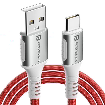 Portronics Konnect Y - USB To Type-C Cable, 6A USB-A to Type C Cable, 1.5M Cable Length, 4mm Strong Cable, Metal Head