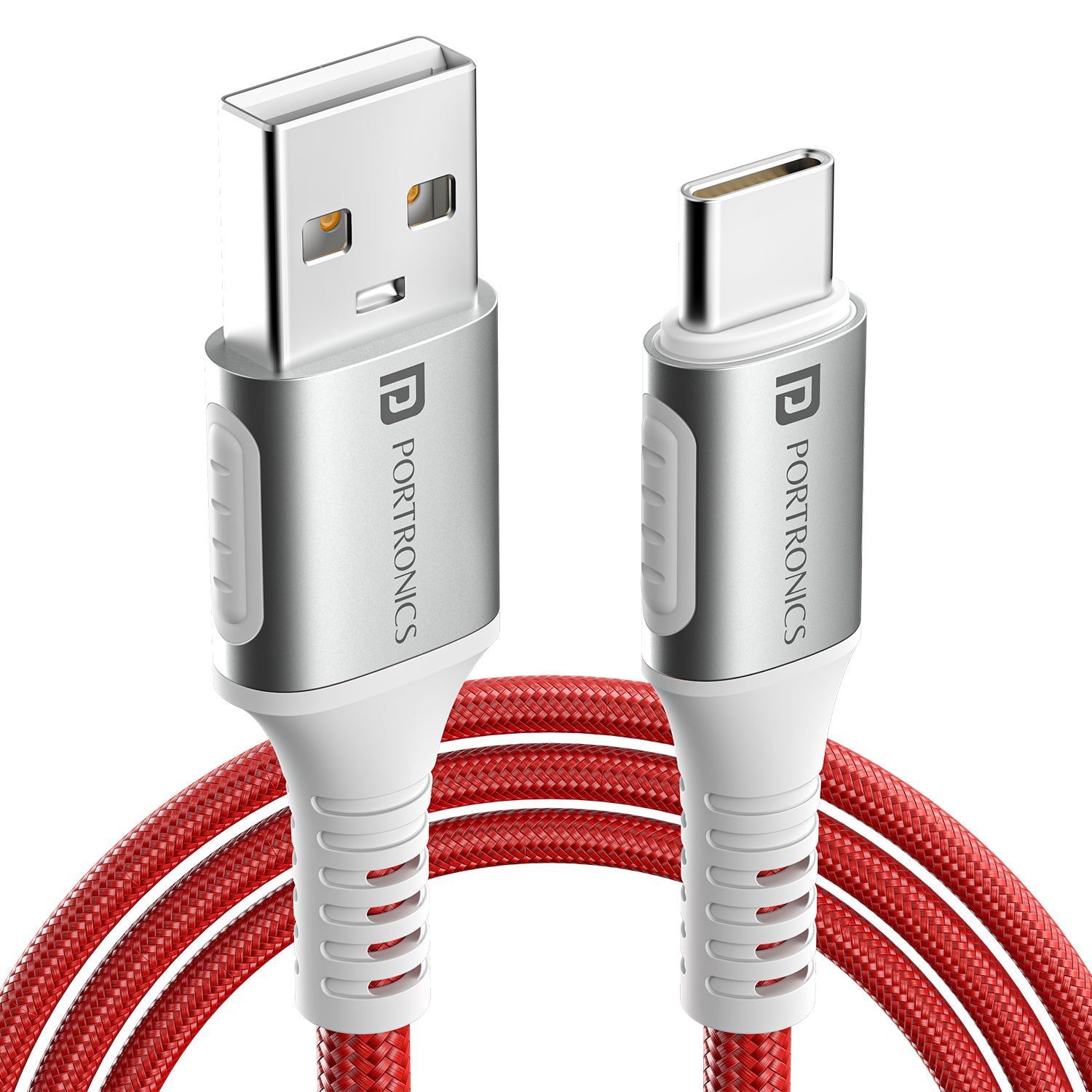 Portronics Konnect Y - USB To Type-C Cable, 6A USB-A to Type C Cable, 1.5M Cable Length, 4mm Strong Cable, Metal Head