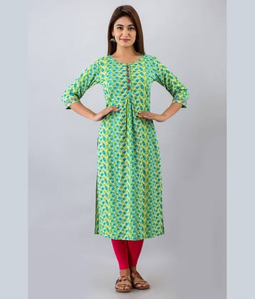 NeshamaKurti - Green Rayon Women's Straight Kurti ( Pack of 1 )