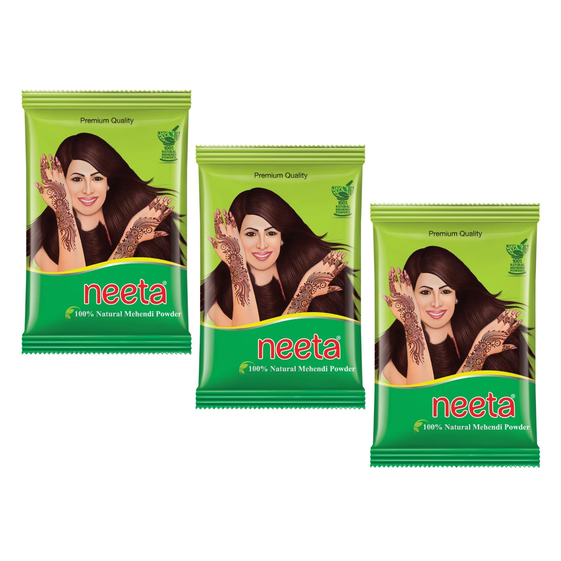Neeta Mehendi Powder 150g Pack of 3, 100% Natural Henna Mehandi Powder for Hair, Hand & Feet