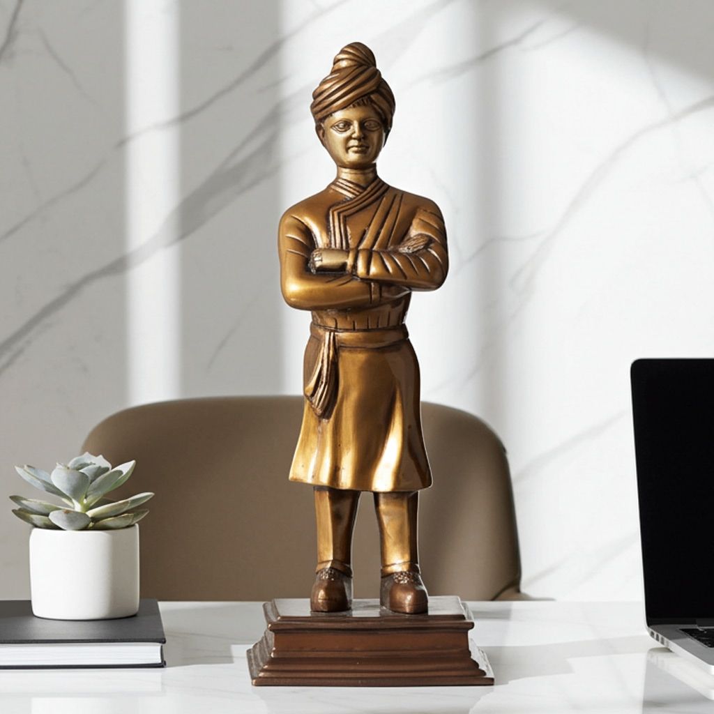 Handcrafted Brass Swami Vivekanand Ji Statue - Spiritual Showpiece for Home Decor, Height : 26 Inch (BSMAS1354 G)