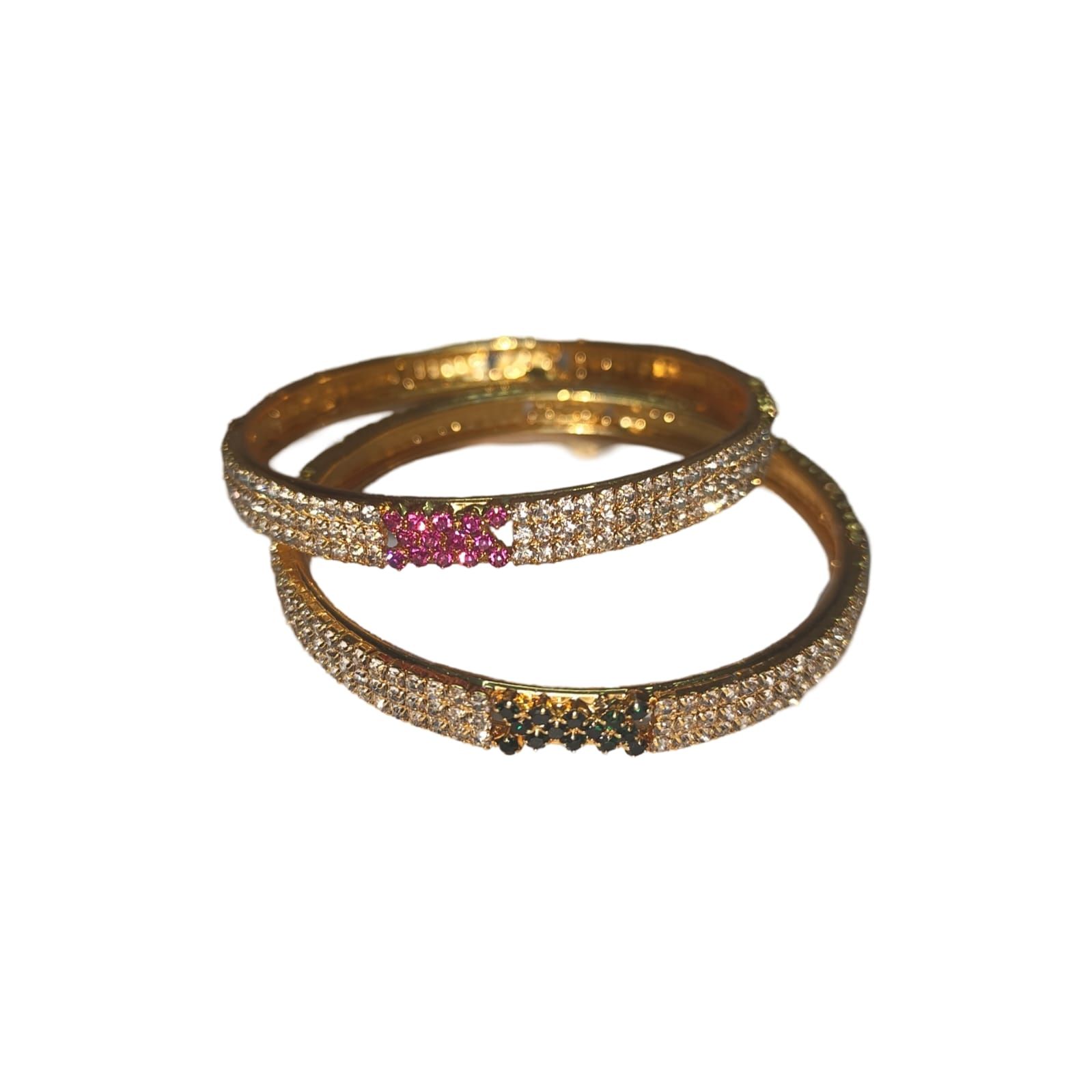 Gold Plated Traditional Indian Bangle Set for Women and Girls (Pack of 2)