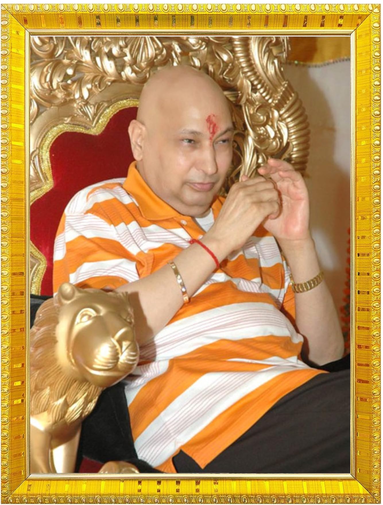 NOKKES Jai Guru Ji Swaroop Shukrana Guru Ji Golden 5X7 Inch Photo Frame_AQW10