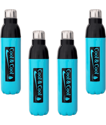 LAZYWINDOW Sky Blue Plastic Insulated Water Bottle Blue Plastic Water Bottle 1000 mL ( Set of 2 )