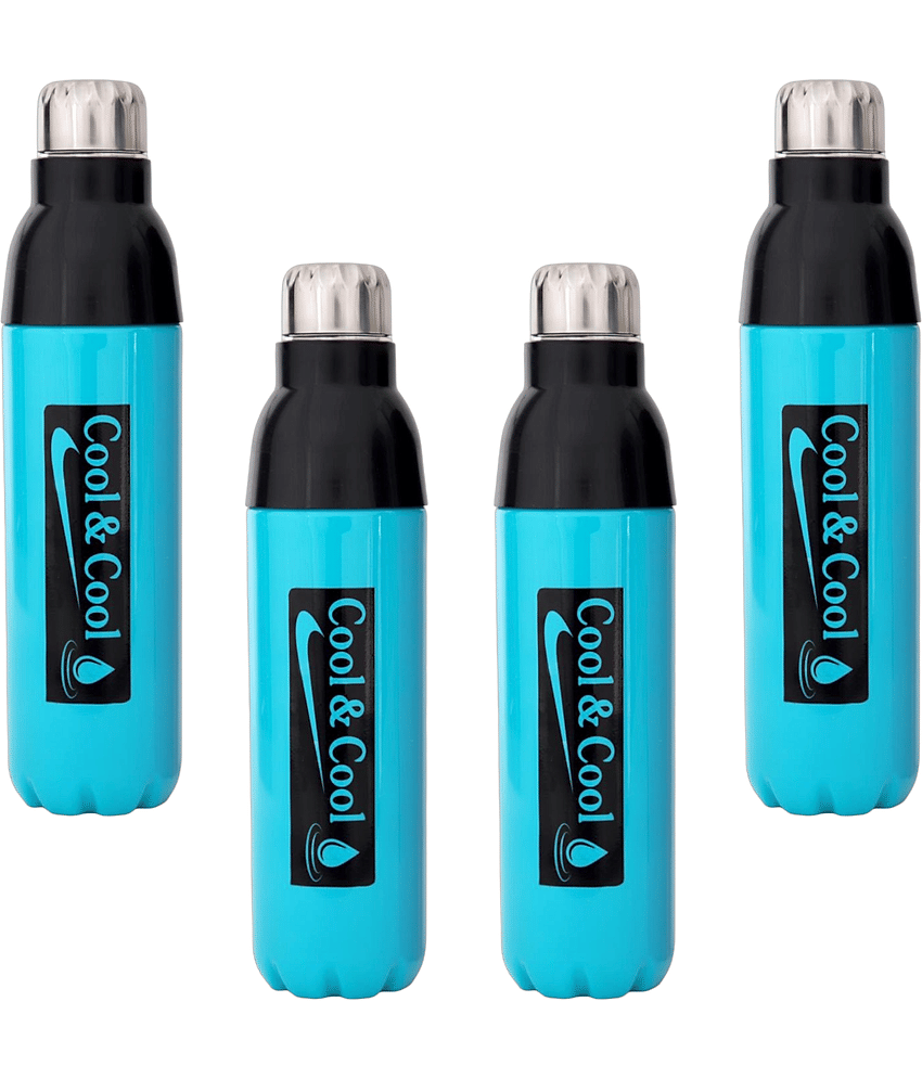 LAZYWINDOW Sky Blue Plastic Insulated Water Bottle Blue Plastic Water Bottle 1000 mL ( Set of 2 )