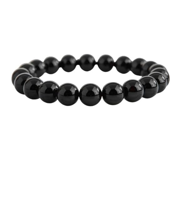 Natural Crystal 8mm Black Obsidian Bracelet (Black)-PID64919